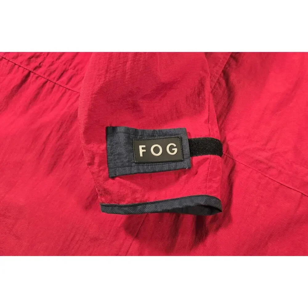 FOG By London Fog Men's Hooded Windbreaker Red Blue Zip Up Jacket Size Large